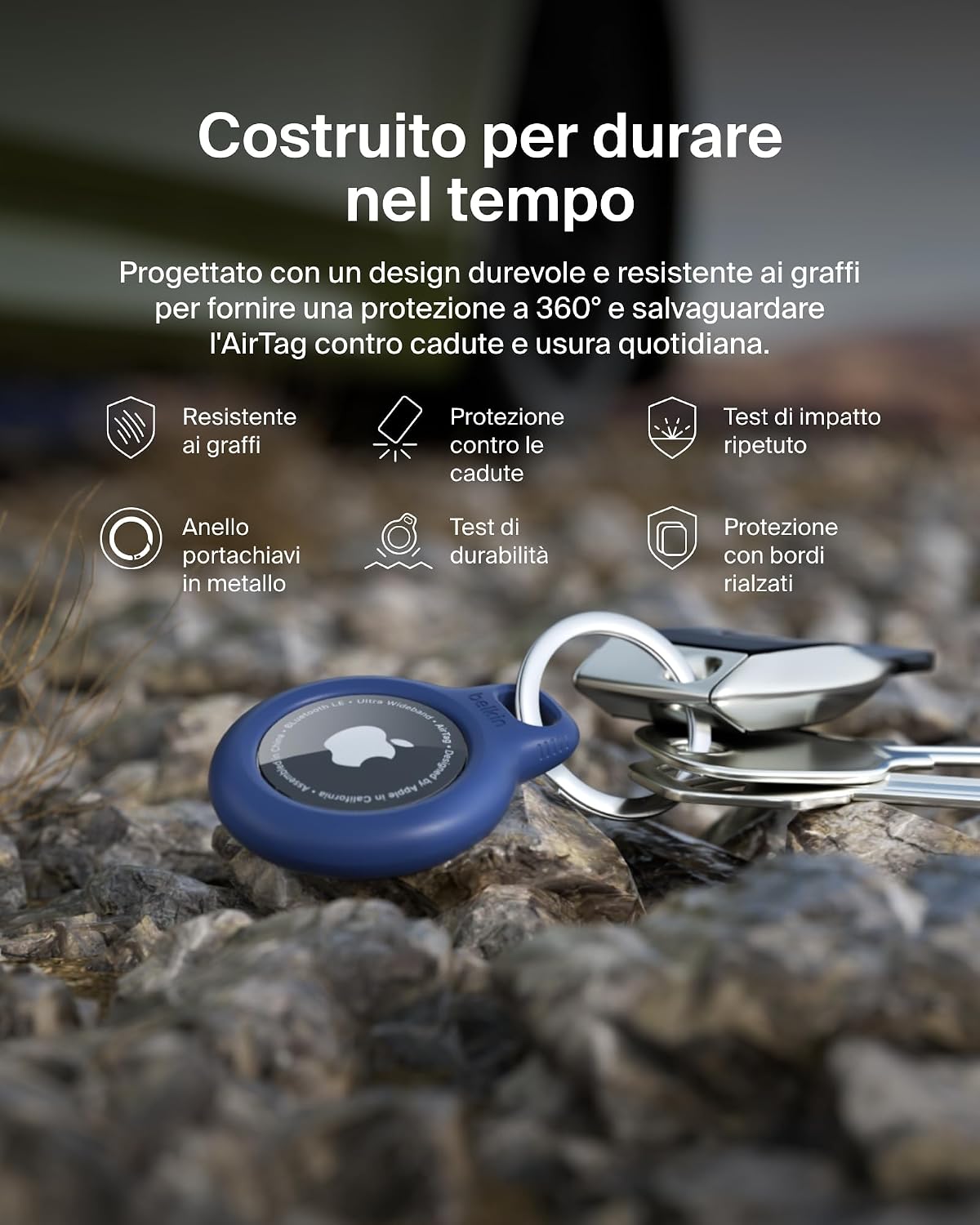 Detalle 1 de Belkin custodia AirTag blu con anello 1
