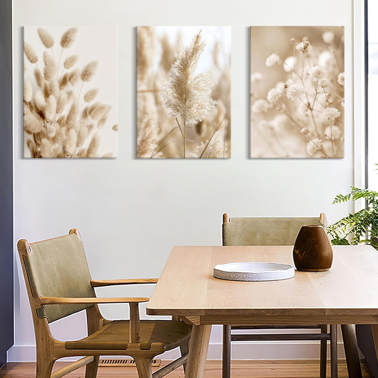 Detalle 2 de Cuadro Moderno 3 Pcs Flores Silvestres 🌼 Lienzo Decorativo 50x70cm