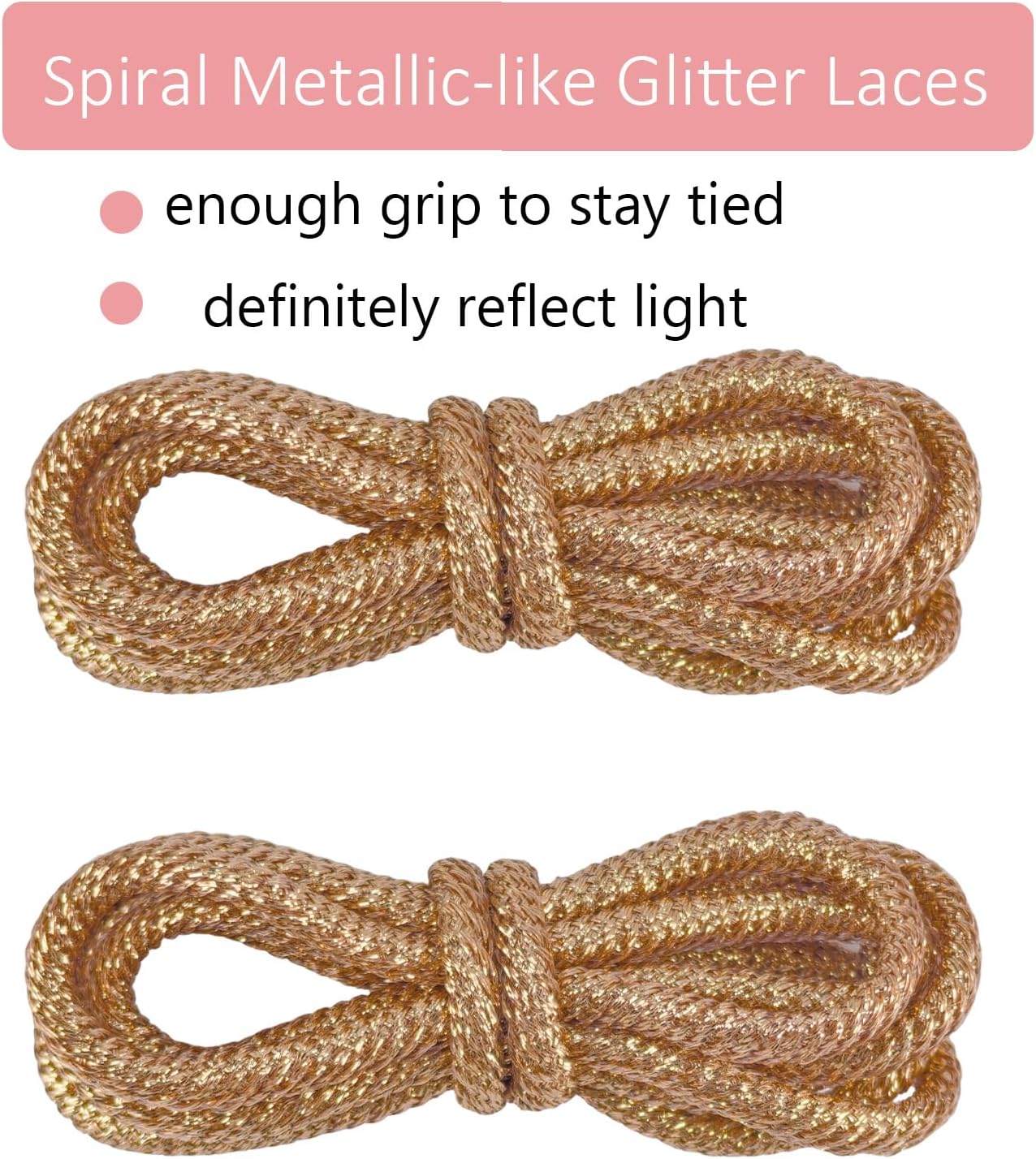 Thumbnail 1 de Lacesgian 4.5mm Round Glitter Shiny Gold Shoe Laces for Sneakers & Boots
