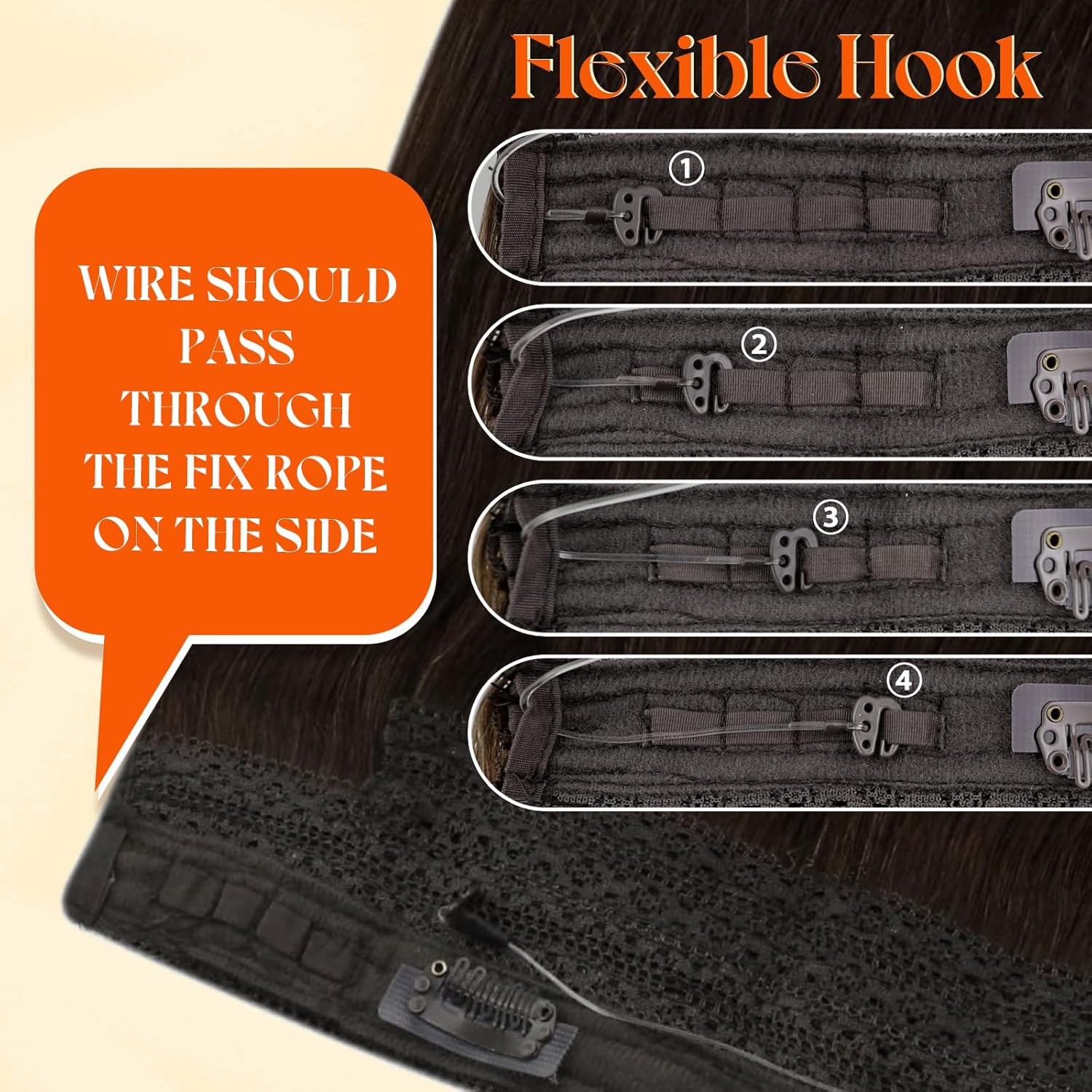 Thumbnail 3 de Sunny Hair Invisible Wire Human Hair Extensions (20 inch, 125G) — 4 Chocolate Brown