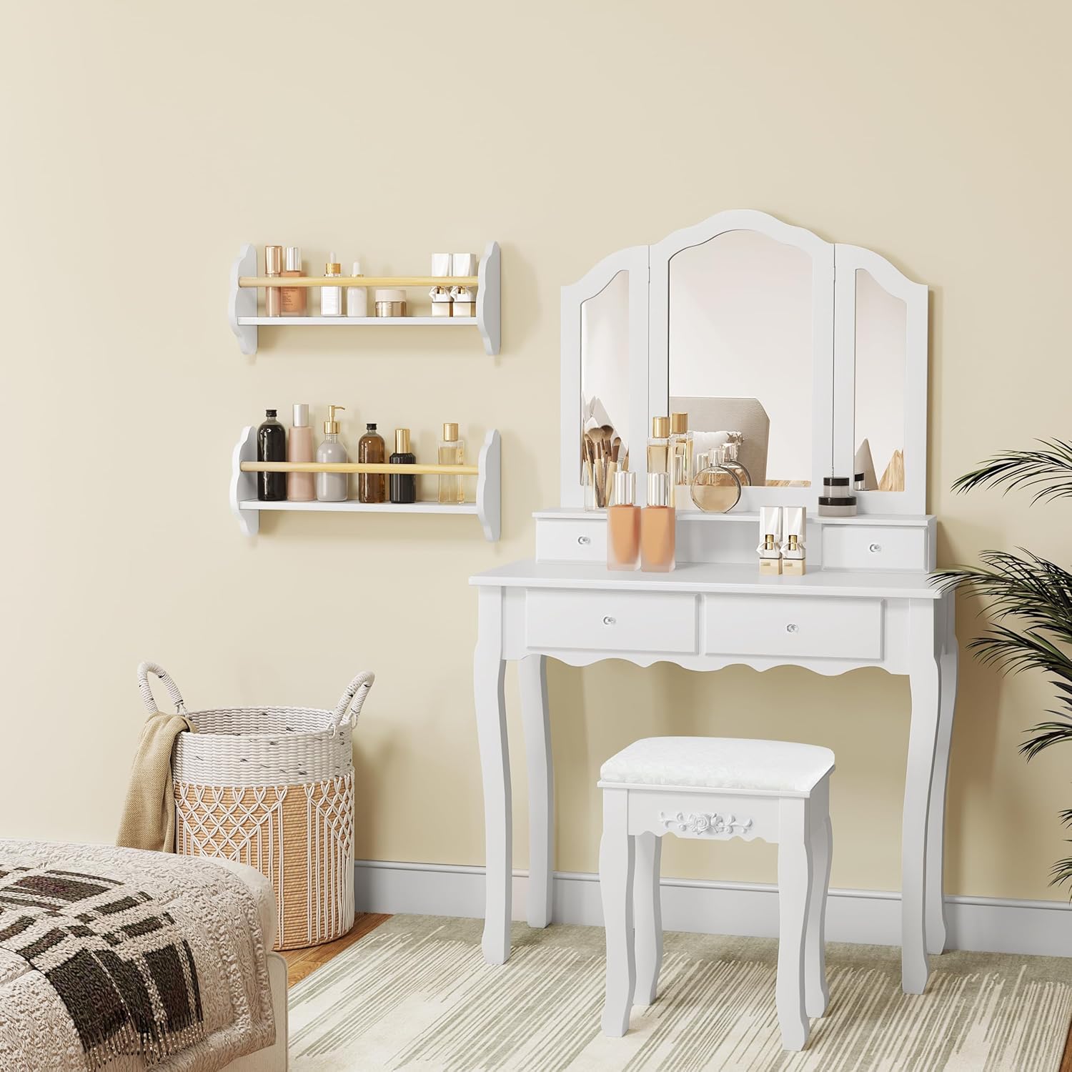 Thumbnail 5 de WOLTU Set 3 librerie da parete per bambini con 3 mensole sospese a forma di nuvola (pino e MDF) – bianco