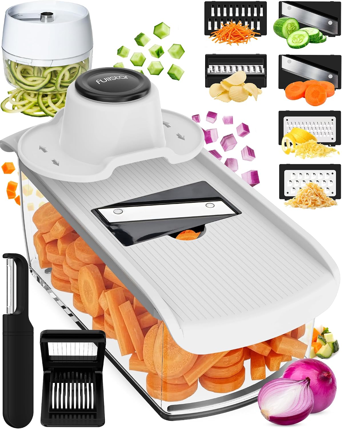 Thumbnail 1 de Fullstar 6-in-1 Mandoline Slicer (White) with Safety Glove