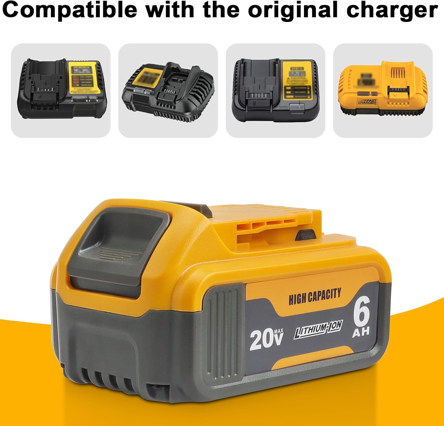 Detalle de waitley WTL200 20V 6.0Ah Replacement Battery for DeWalt Tools
