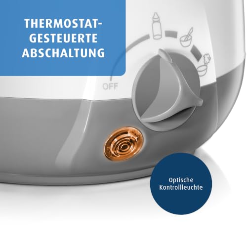 Detalle de Reer Simply Hot Flaschenwärmer – sanftes Erwärmen von Fläschchen und Gläschen, Weiß/Grau