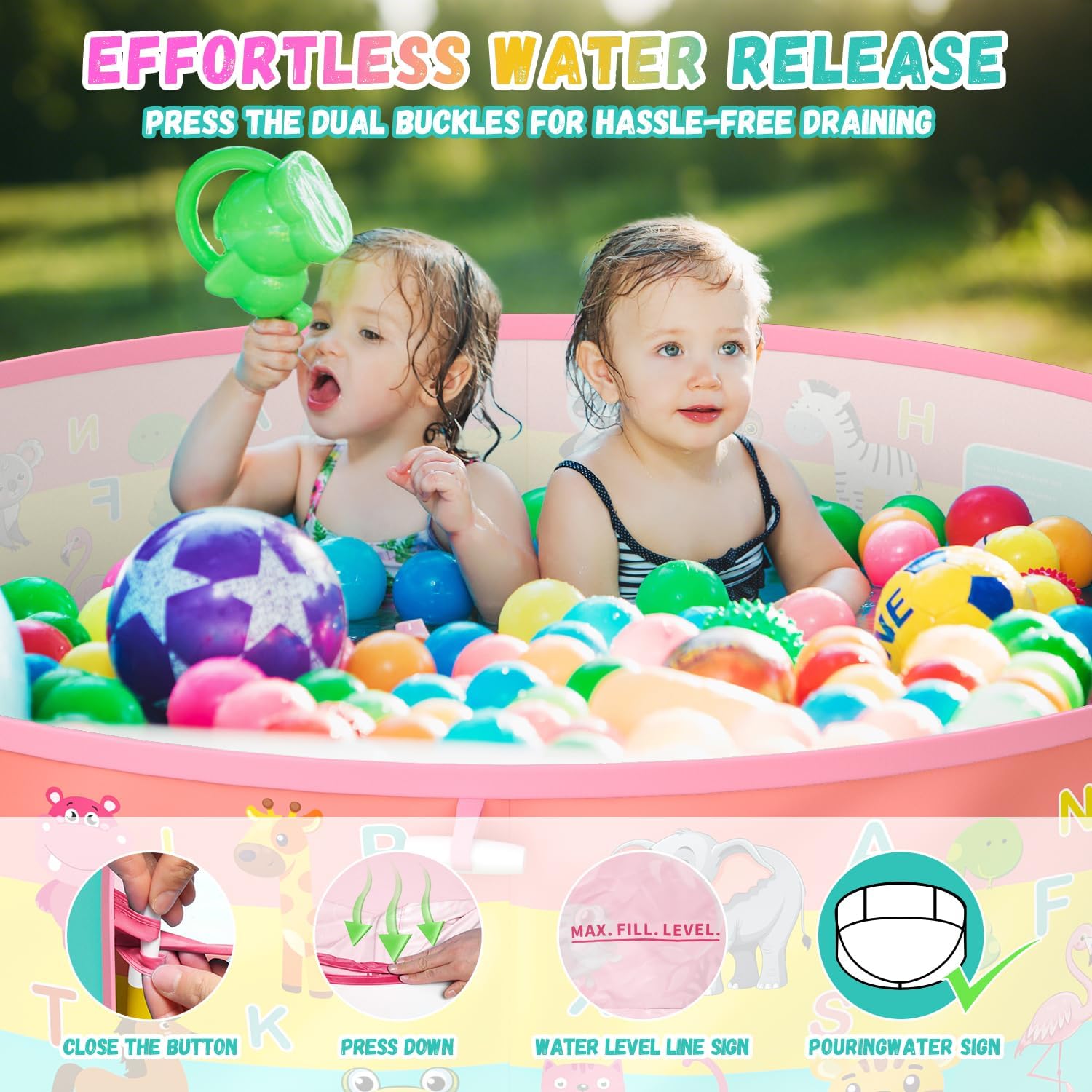 Detalle 2 de Baby Paddling Pool with Sun Shade UPF50+ 4-in-1 Pop-Up Beach Tent