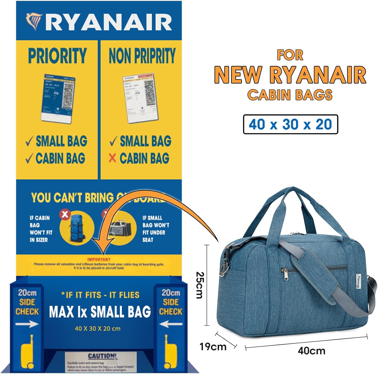 Thumbnail 2 de Ryanair Cabin Bag 40x30x20 Navy