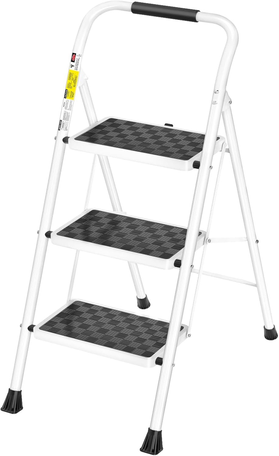 Detalle de HBTower TJ243KBH 3-Step Folding Steel Ladder with Cushioned Handle