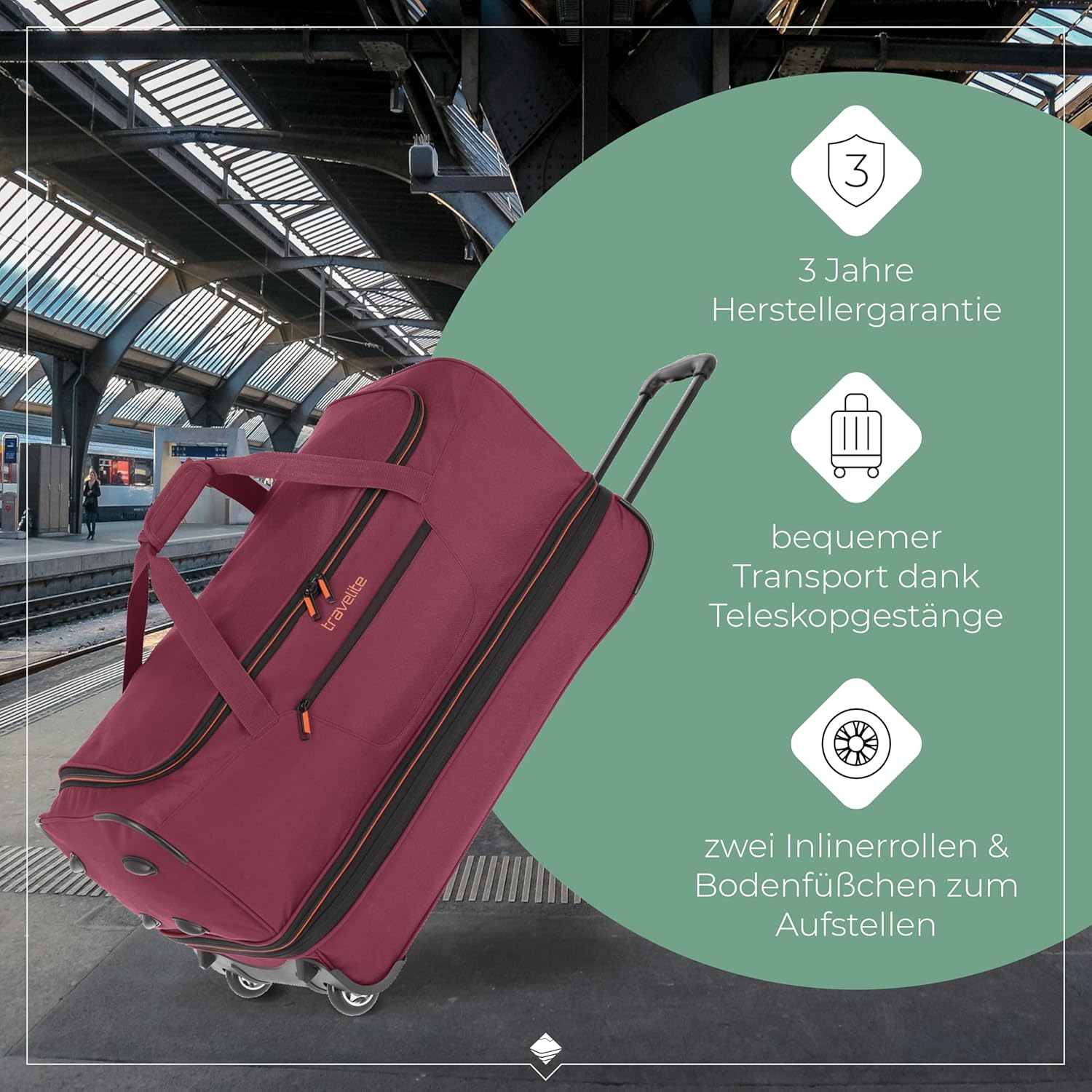 Detalle 2 de Travelite Trolley Reisetasche mit Rollen groß – 98–119 L, 70 cm, erweiterbar