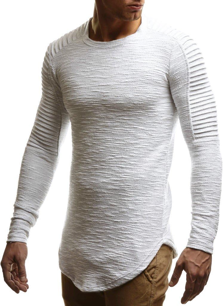 Detalle de Leif Nelson LN6326 : hoodie sweat homme à col rond, manches longues et coupe oversize