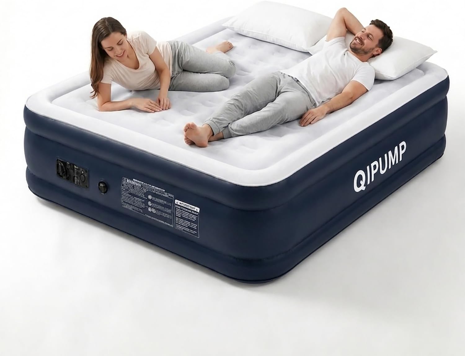Detalle de QIPUMP 801 Queen Air Mattress with Built-In Pump, 19-Inch Raised