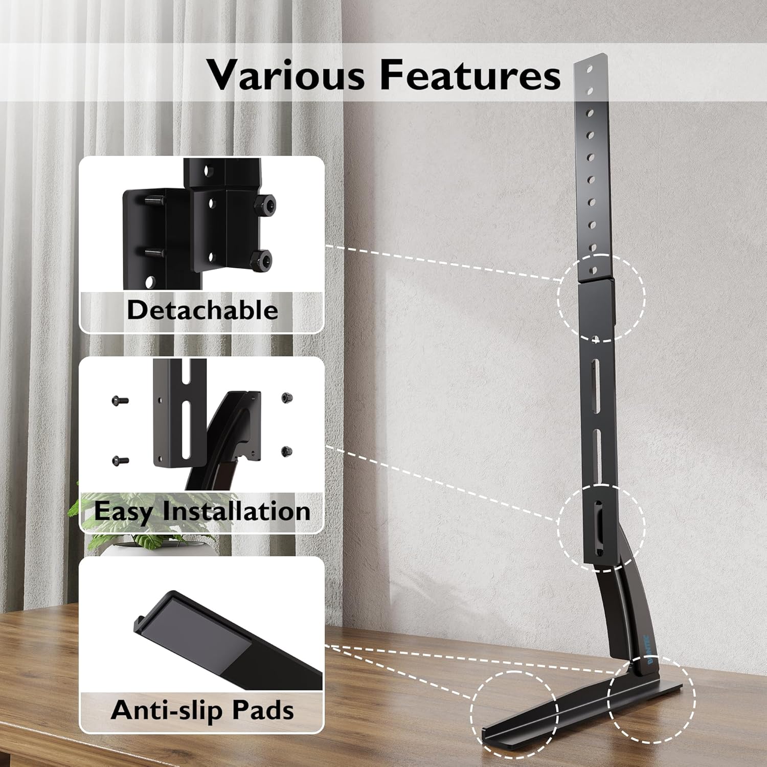 Detalle 2 de BONTEC TV Standfuß 22–65 Zoll höhenverstellbar