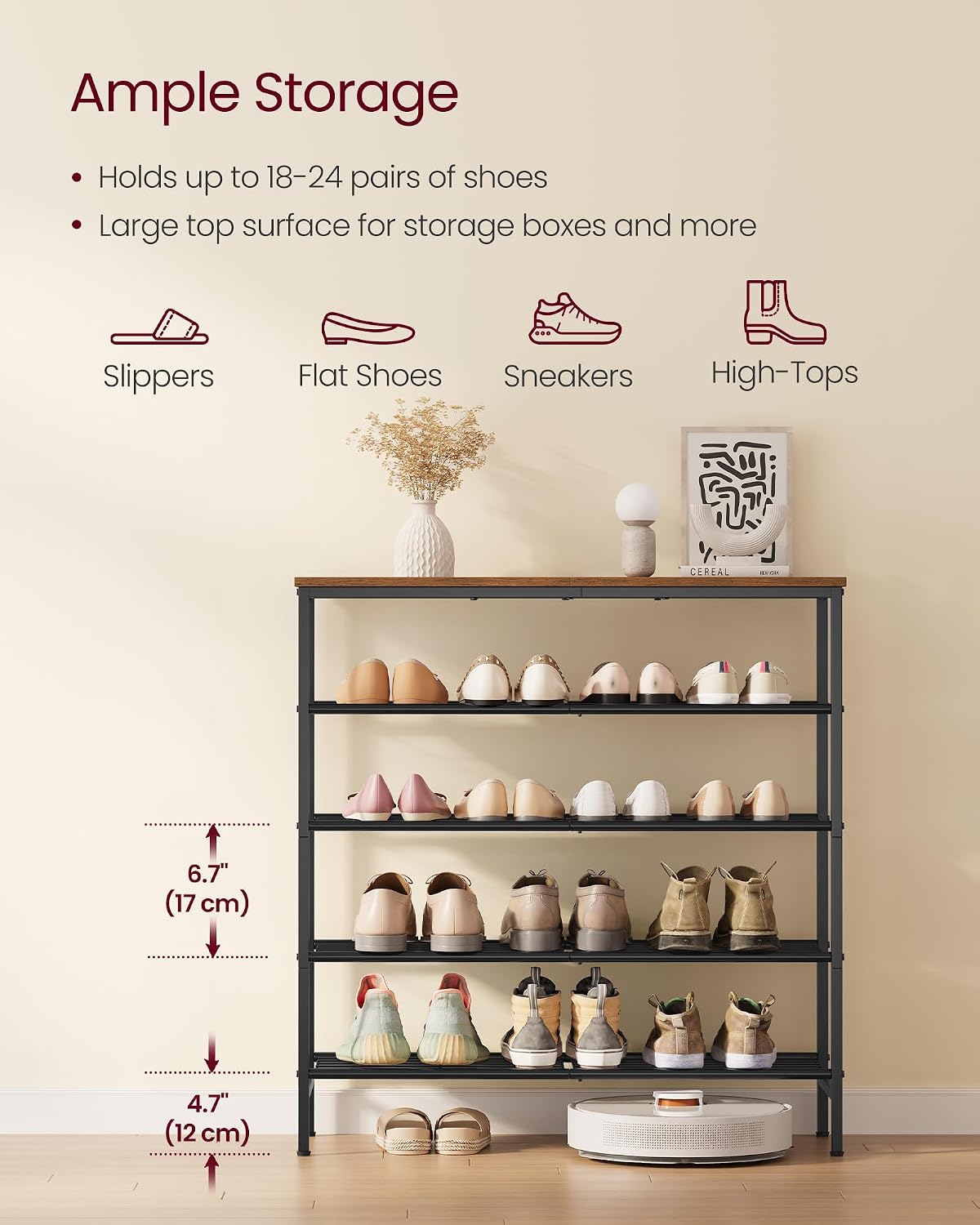 Detalle 2 de VASAGLE Shoe Rack, 5-Tier