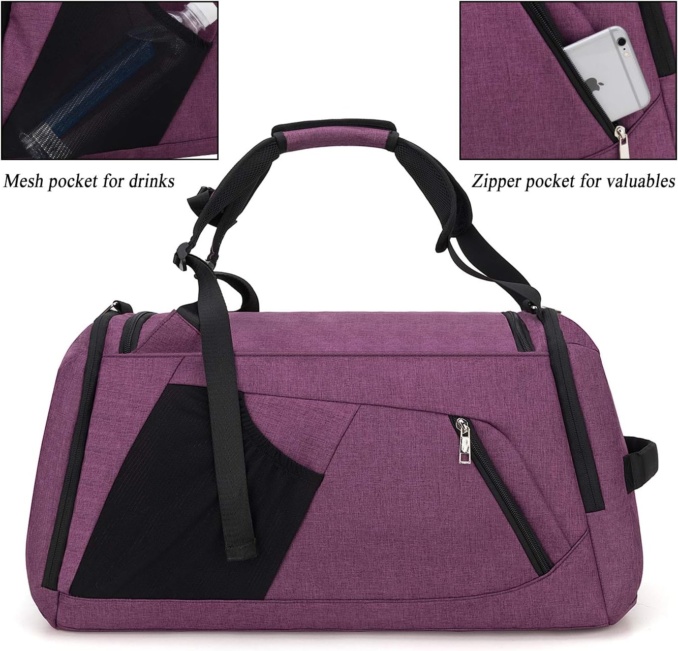 Thumbnail 3 de 42L Sports Duffle Bag with Separate Shoes Compartment, Wet Pocket & Combination Lock