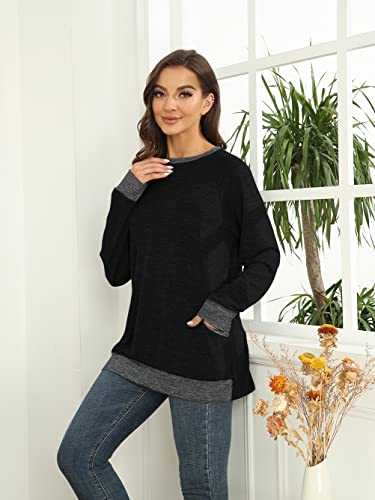 Detalle de iChunhua Women’s Long Sleeve Crewneck Top with Pockets S-XXL