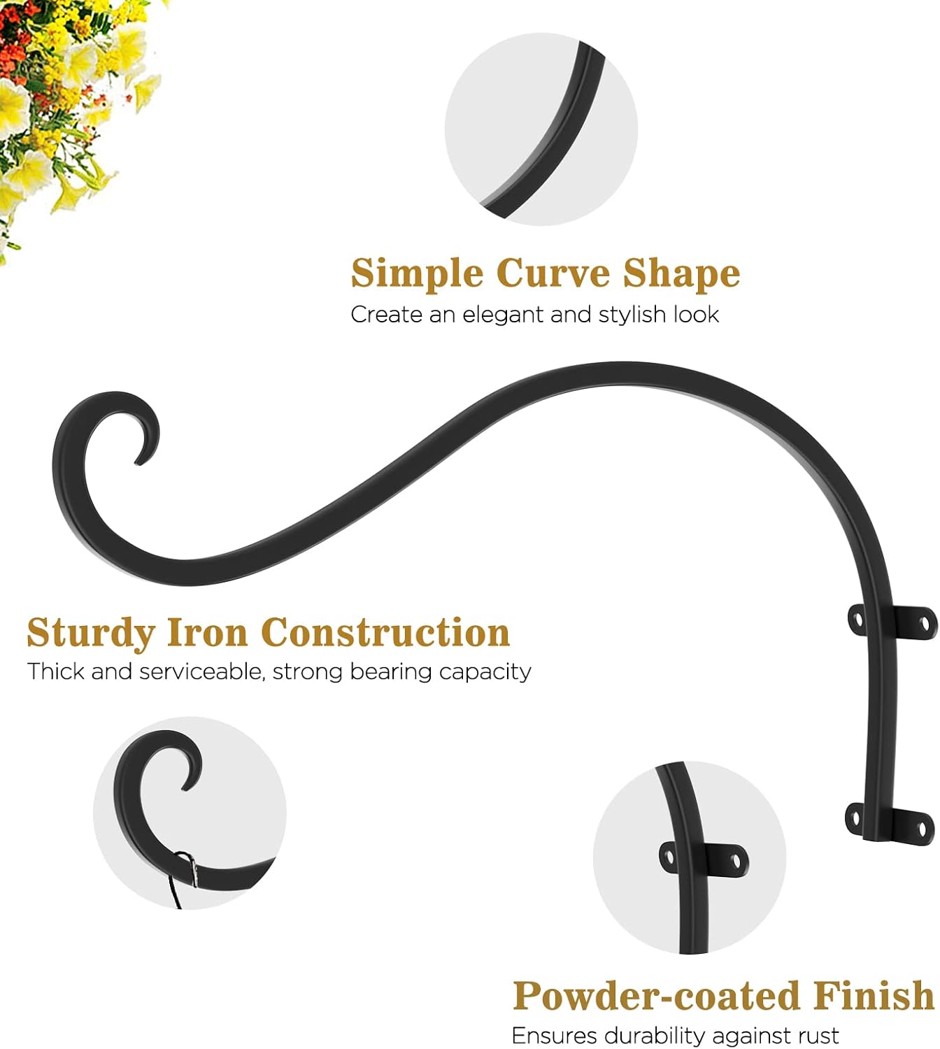 Detalle de Lewondr Wall-Mounted Plant Brackets, 12-inch