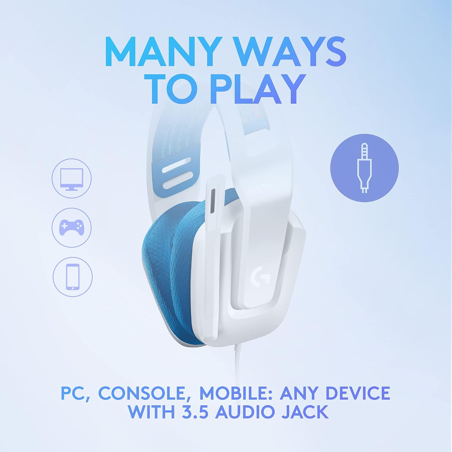 Detalle de Logitech G G335 Wired Gaming Headset – Lightweight, Flip-to-Mute Mic, 3.5mm Jack