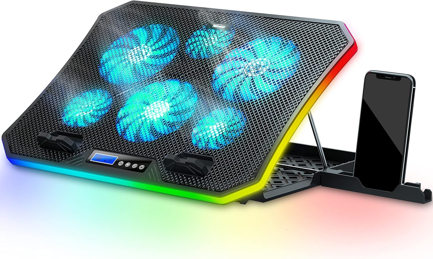 Detalle de TopMate C12 Laptop Cooling Pad RGB Gaming Cooler for 15.6–17.3 Inch Laptops