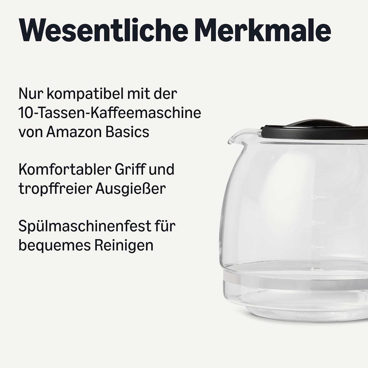 Detalle 2 de Amazon Basics Ersatz-Glaskanne 1,25 L
