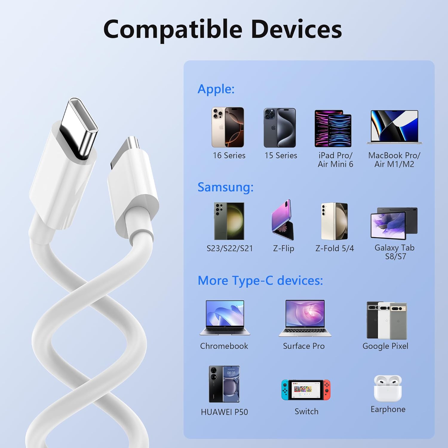 Thumbnail 3 de USB C to USB C Cable 60W