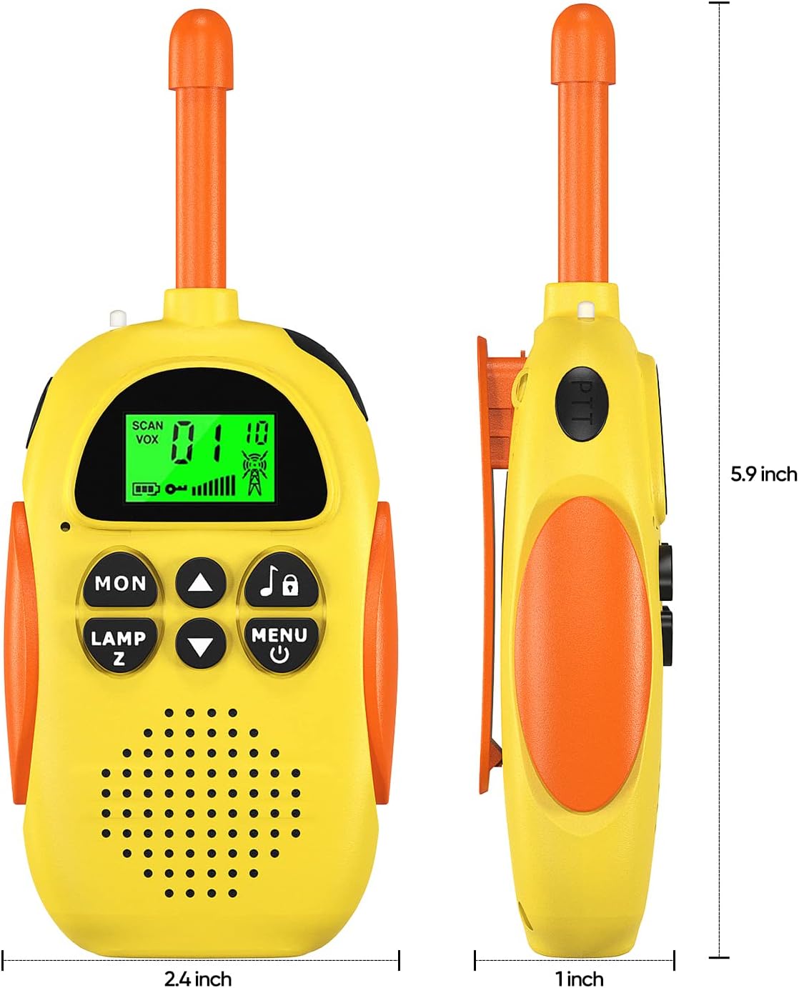 Detalle de HPROMOT Kinder Walkie-Talkies im 3er-Set, aufladbar mit LCD, Taschenlampe, 16 Kanäle