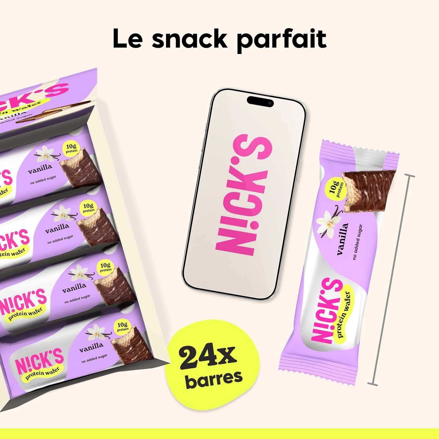 Thumbnail 6 de NICKS eiwitwafel vanille, 25% eiwit, glutenvrij en zonder toegevoegde suiker