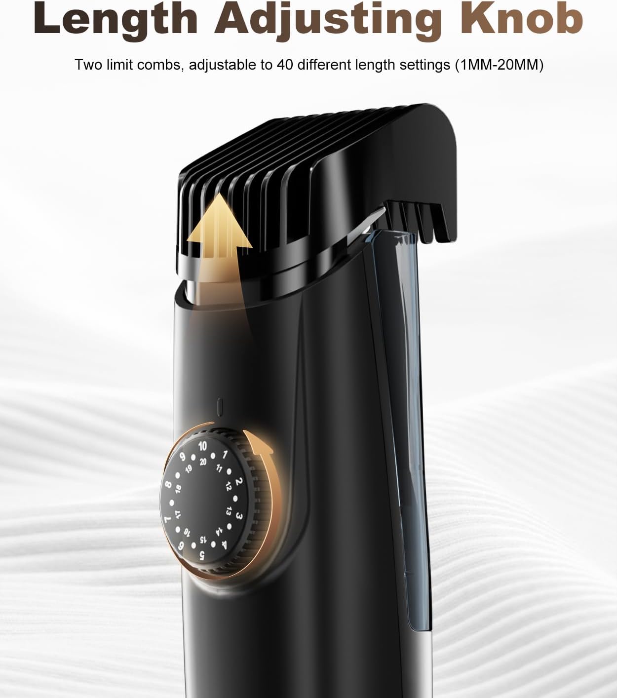 Detalle de TEPOTZ Vacuum Beard Trimmer for Men — No Mess, 40 Length Settings, Ceramic Blade, USB-C