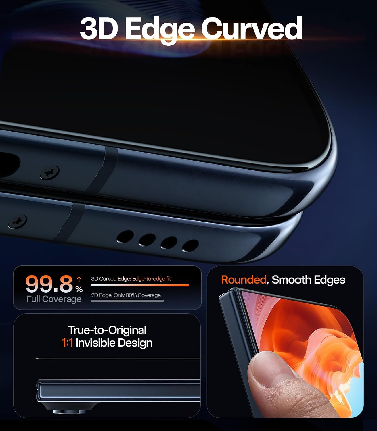 Detalle 1 de TORRAS 3D Curved OrigArmor Screen Protector for iPhone Duo, Anti-Reflective 9H+ Glass