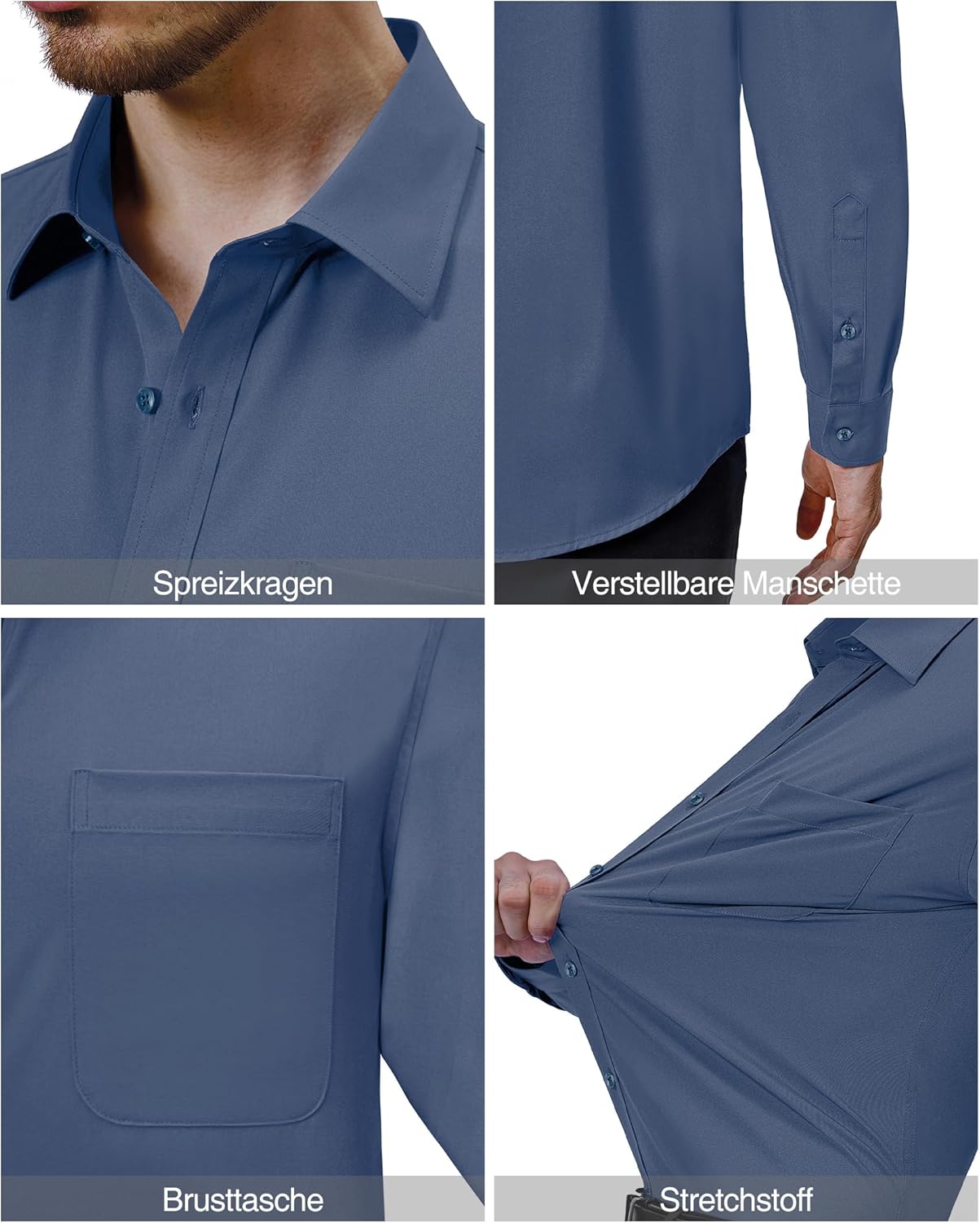 Thumbnail 3 de J.VER Herren Langarm Businesshemd – knitterfrei, Stretchkomfort im Regular Fit