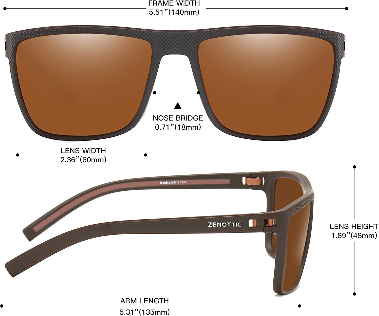 Detalle 2 de ZENOTTIC Sonnenbrille Herren 60 mm Glasbreite
