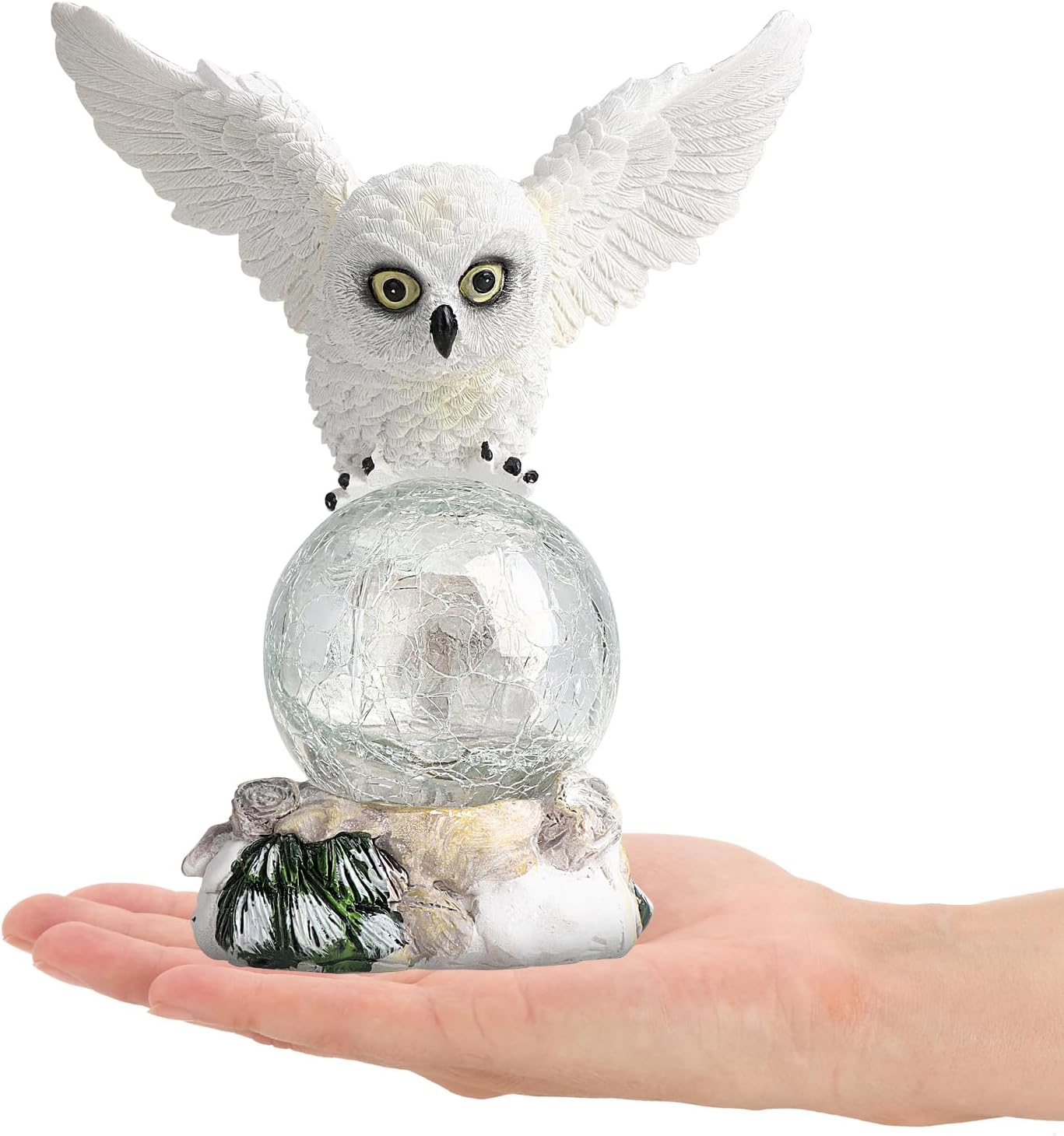 Thumbnail 5 de com-four® Figurine LED Hibou avec Boule de Verre (chouette) et minuterie
