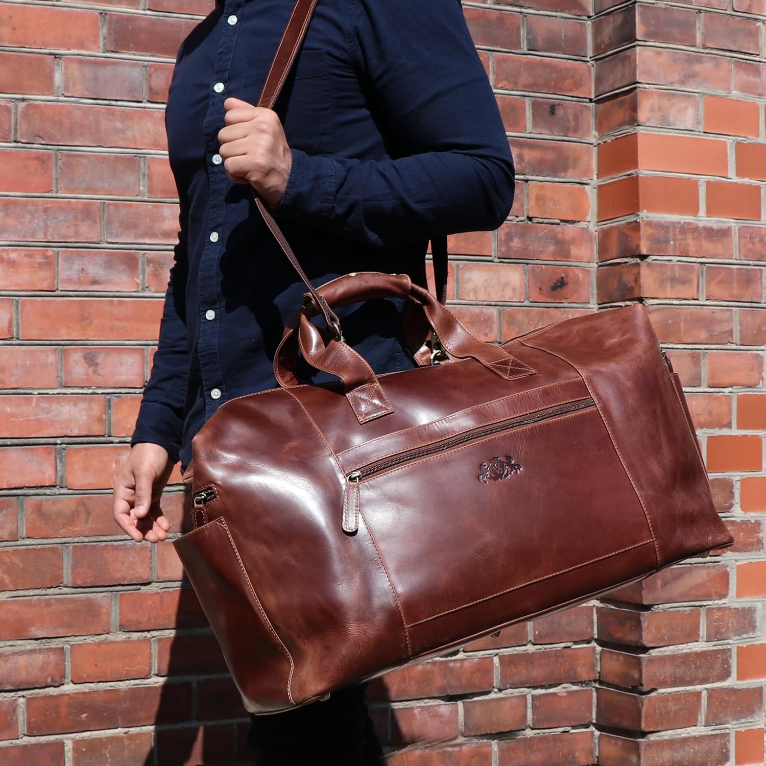 Detalle de SID & VAIN Bristol XXL Real Leather Travel Bag Holdall