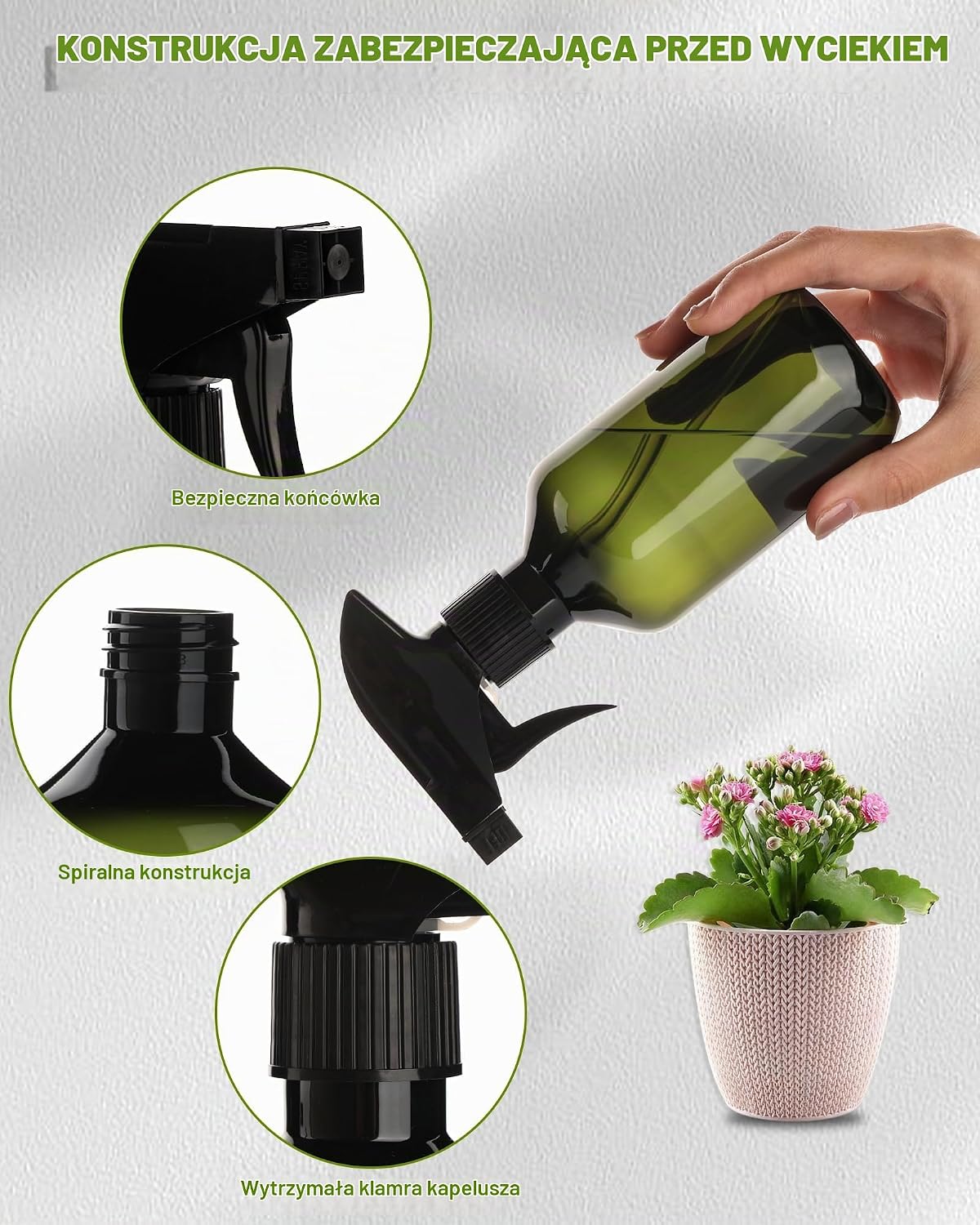 Detalle 2 de lulir 10303 – butelki z rozpylaczem 2 × 300 ml z regulowaną dyszą