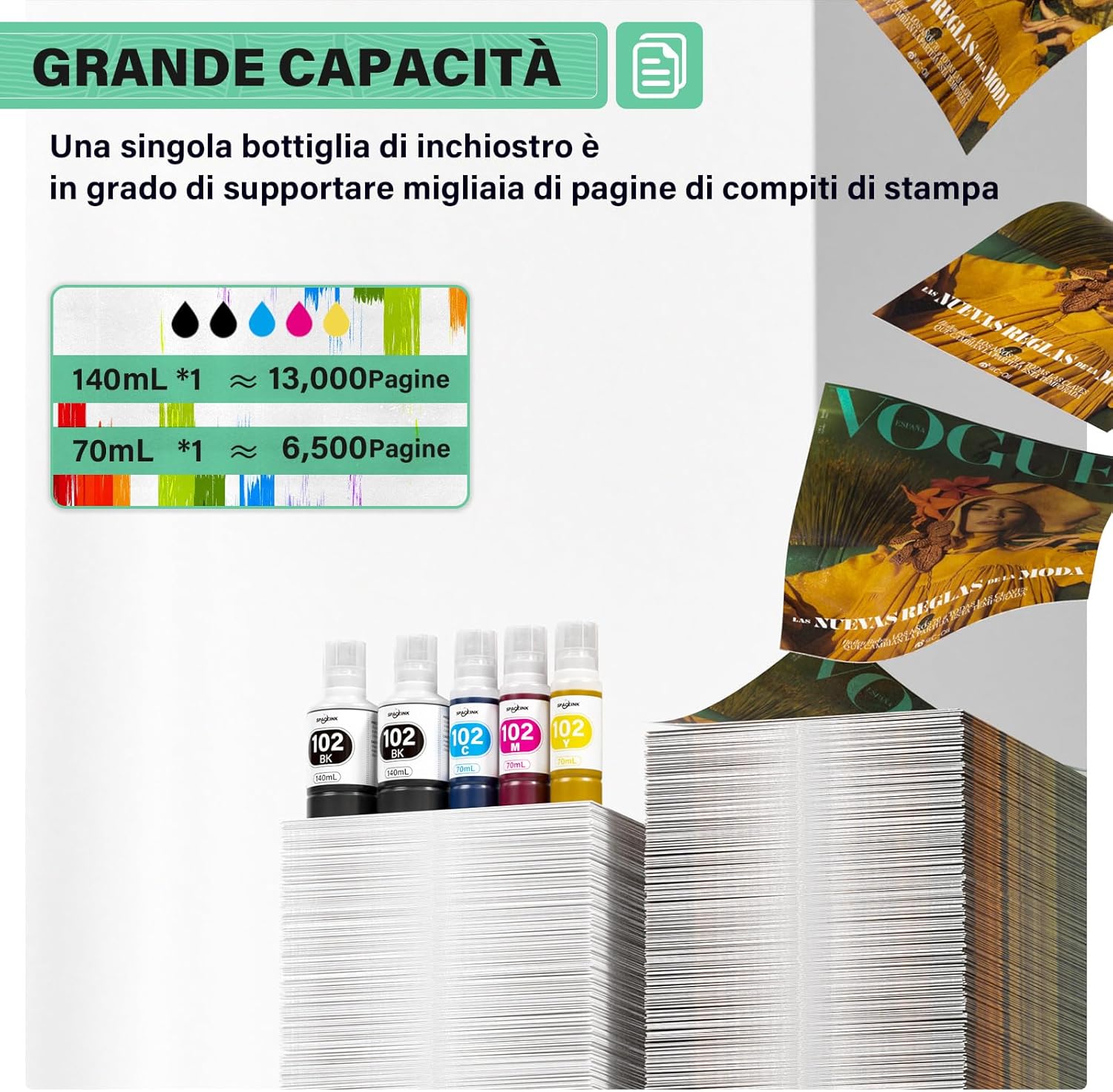 Thumbnail 3 de Spaceink Inchiostro 102 Compatibile con Epson ET-2851/ET-3850/ET-4850… Pack Multicolore 5 Flacone