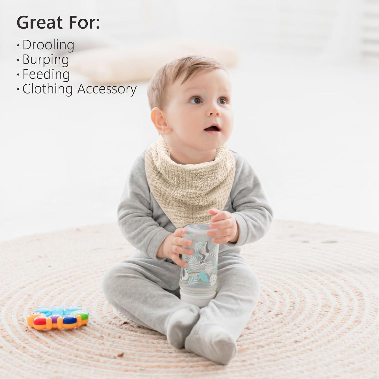 Thumbnail 3 de Bearmoss Muslin Baby Dribble Bibs – 100% Cotton, 8-Pack