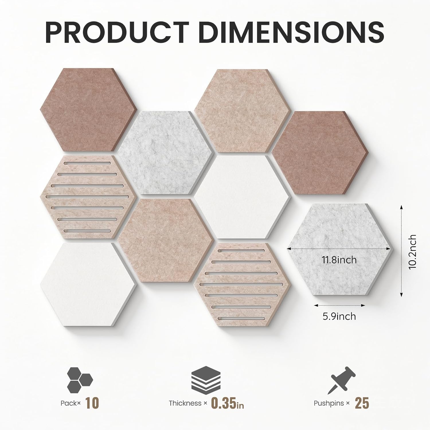Thumbnail 4 de Kciplab Hexagon Felt Bulletin Board Tiles, 10-Pack with 25 Push Pins