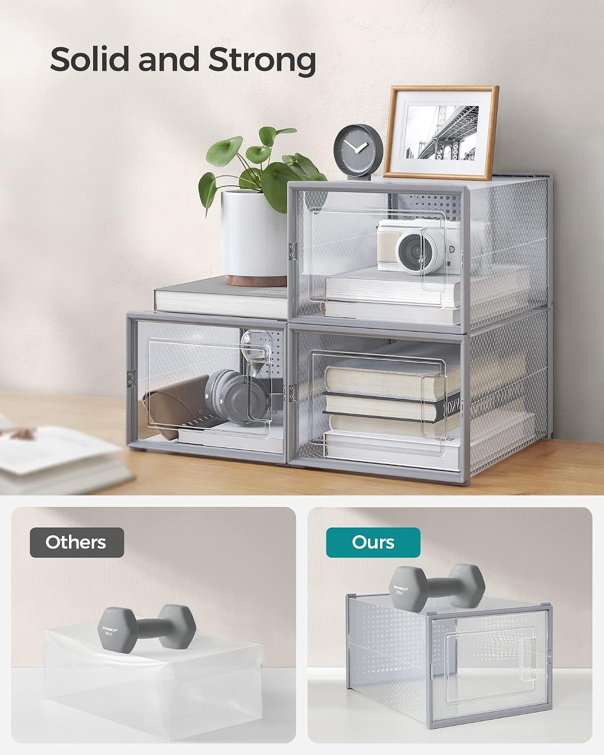 Thumbnail 4 de SONGMICS LSP007G18 Dennys Collection Shoe Boxes, 18 Stackable Foldable Organisers
