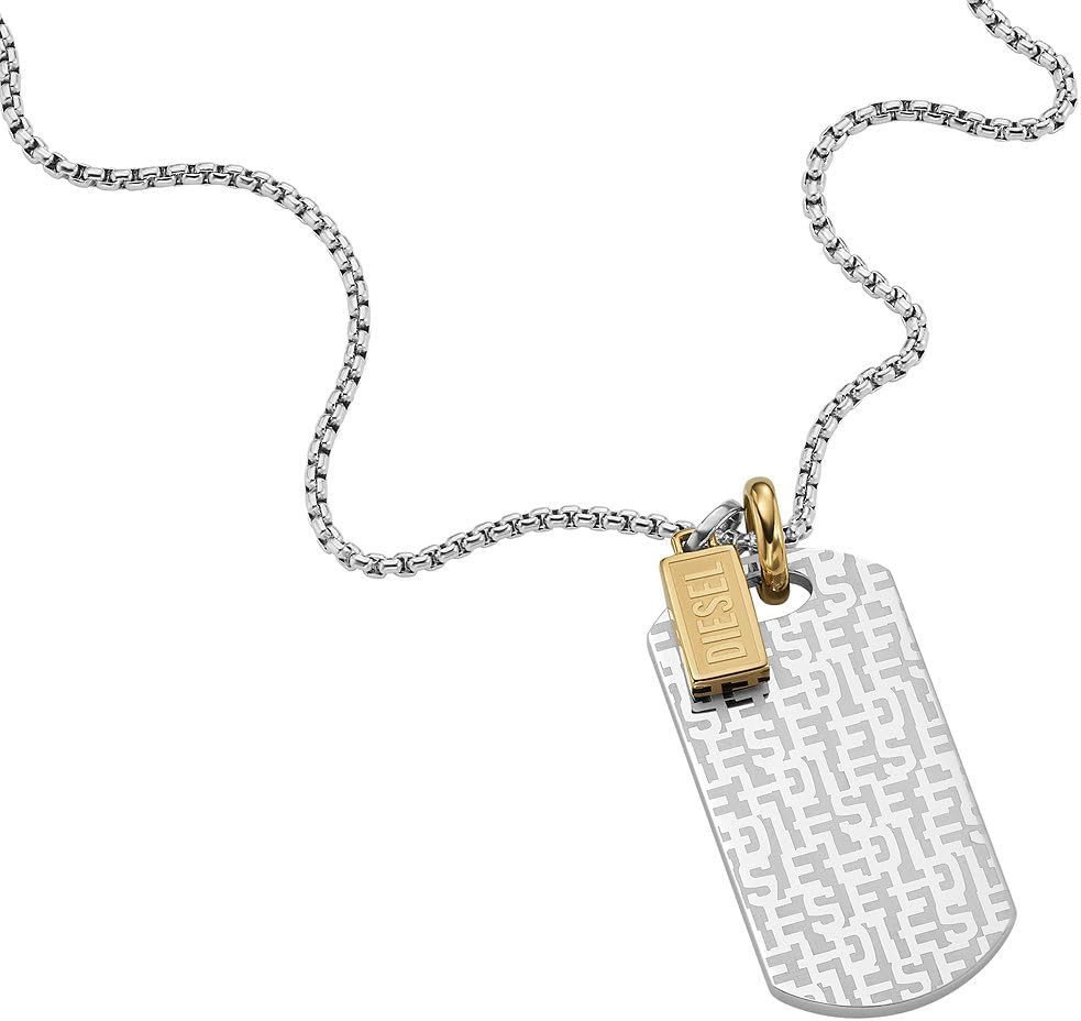 Thumbnail 6 de Diesel Homme en acier inoxydable avec fermoir bouton poussoir – collier dog tag