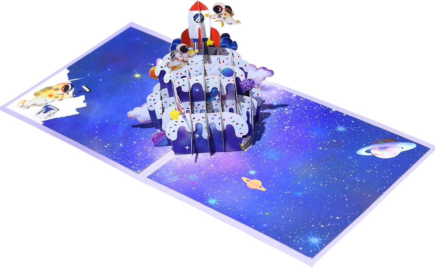 Thumbnail 1 de Rakete und Astronaut Pop-Up Geburtstagskarte – originelles Weltraum-Design mit Notizkarten