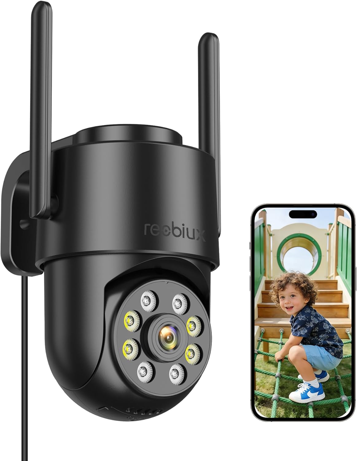 Detalle de Reobiux 1080P Wi‑Fi PTZ con visione notturna