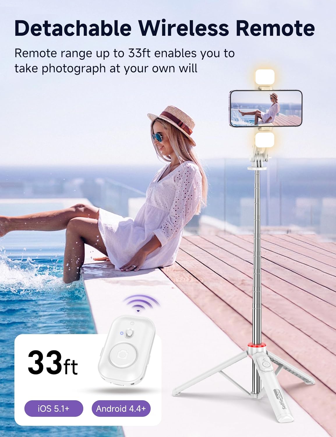 Detalle de Selfie stick tripod with LED lights