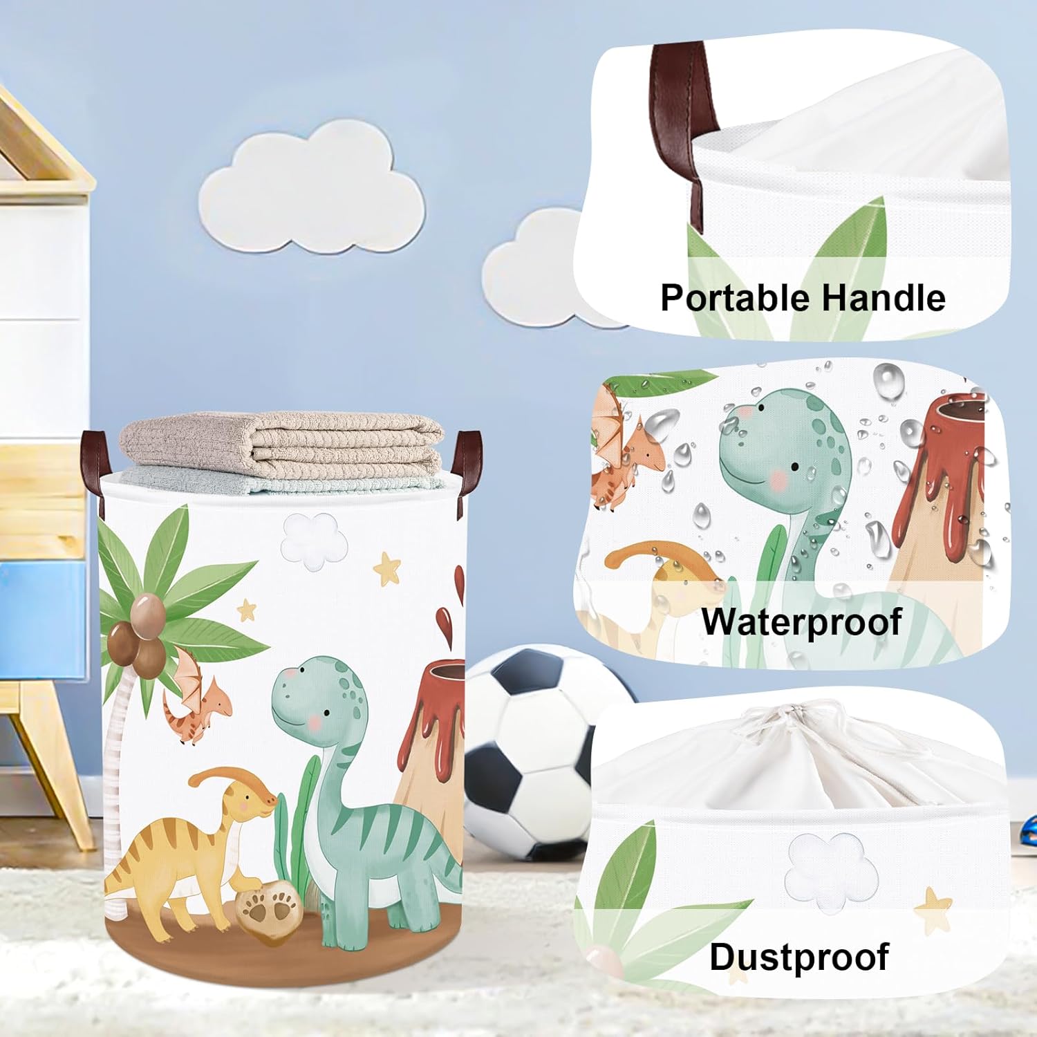 Thumbnail 3 de HUUMONSS Dinosaurs Baby Laundry Hamper 63L