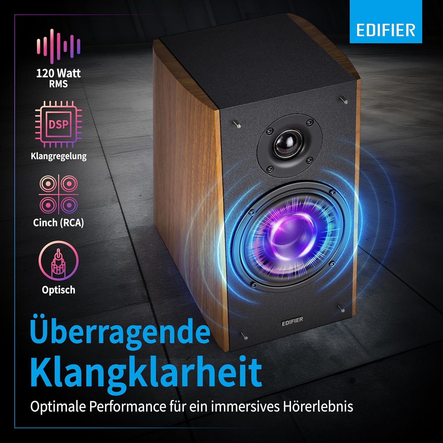 Thumbnail 4 de Edifier R2000DB 2.0 Bluetooth-Lautsprecher-Set mit IR-Fernbedienung & optischem Eingang (120 Watt) – Warm Oak