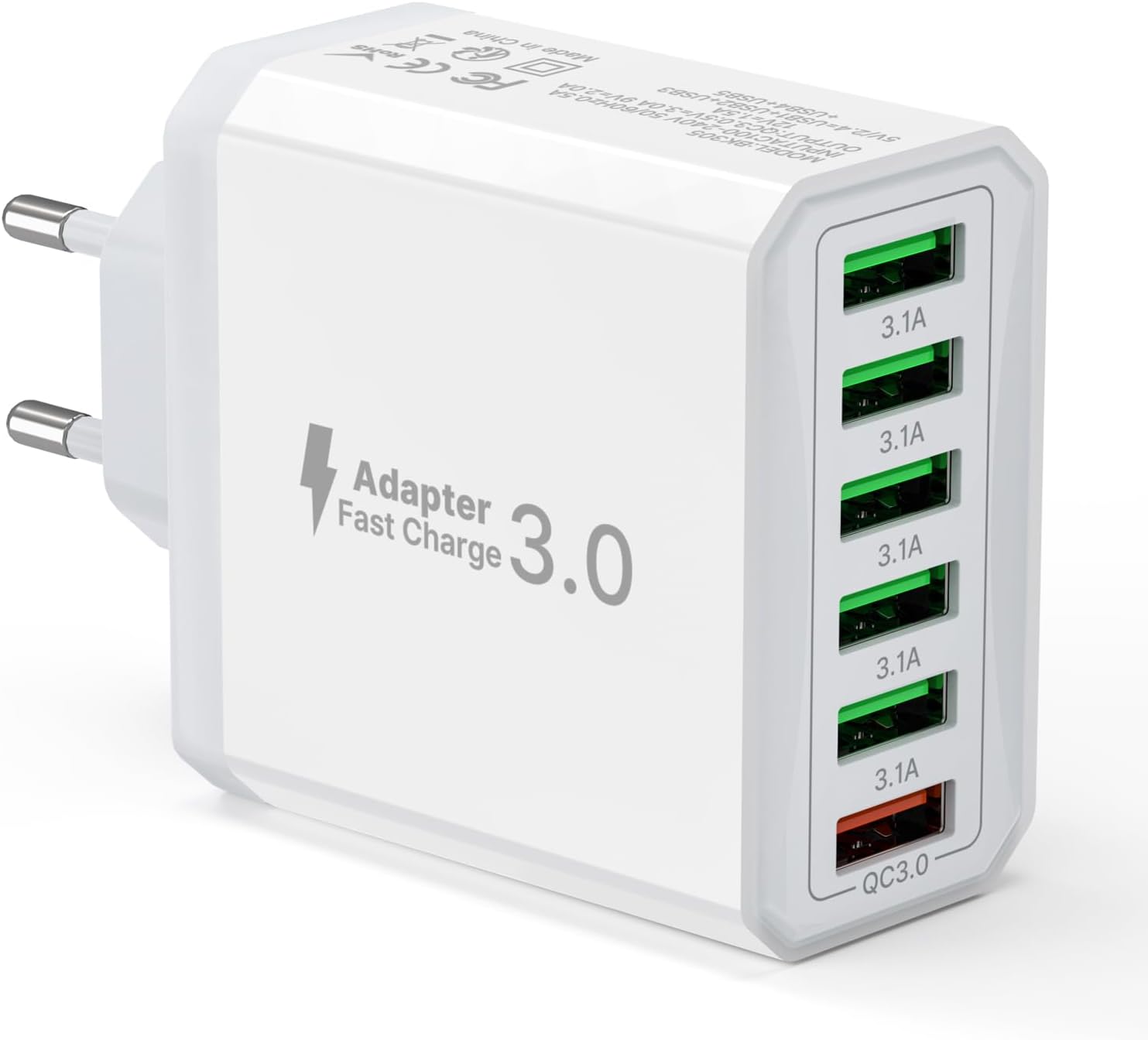 Detalle 2 de Tupneuf 40-W-USB-Ladegerät mit 8 Ports: Mehrfach-Netzteil für Samsung, Huawei und Xiaomi
