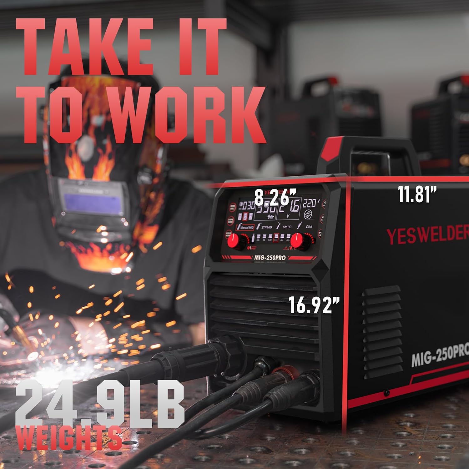 Detalle 2 de YESWELDER 250A 6-in-1 MIG Welder, Dual Voltage with Digital Display