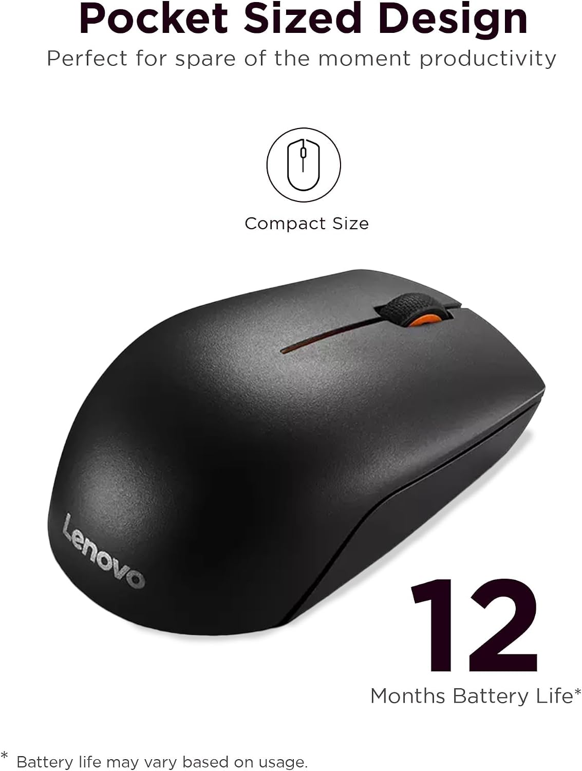 Thumbnail 4 de Lenovo 300 Wireless Compact Mouse Black