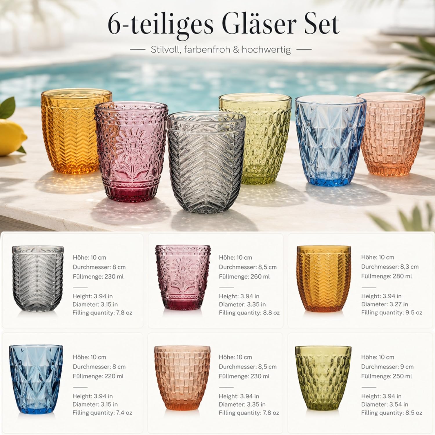 Detalle 2 de Sänger Trinkgläser Porto 310 ml Set für 6 Personen