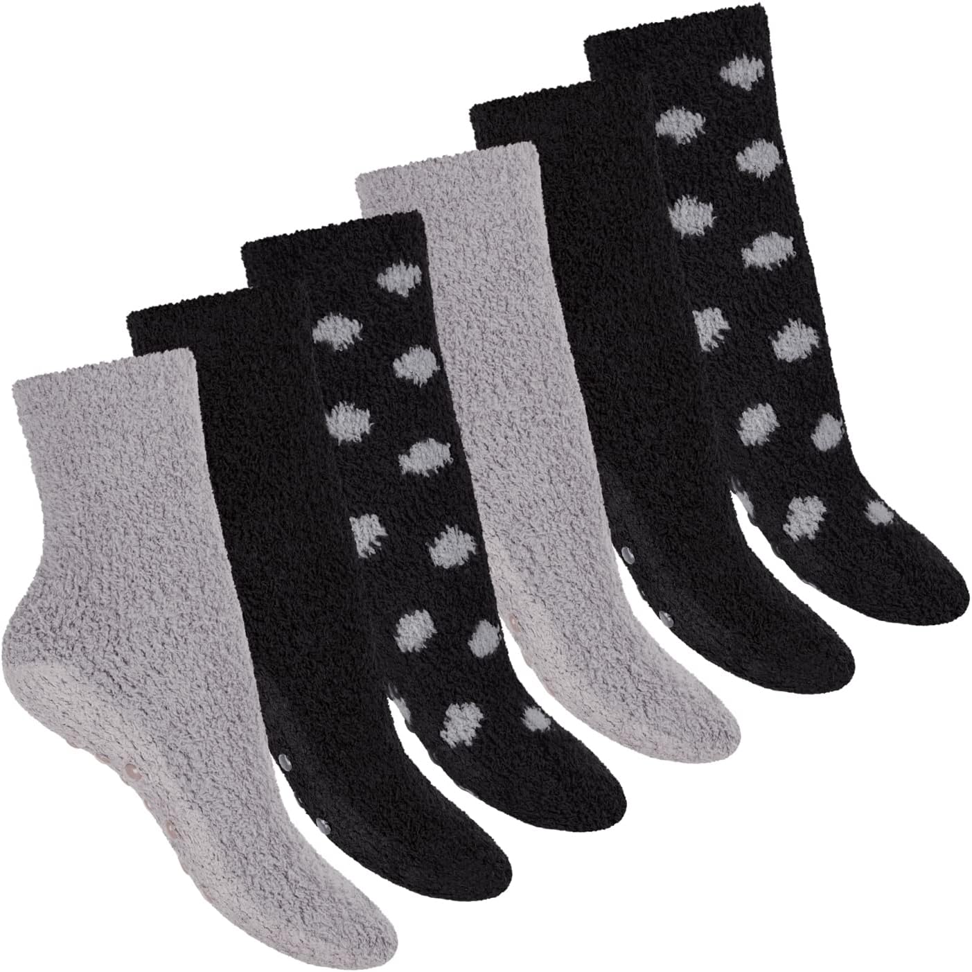 Detalle de Footstar Plush Socks for Women and Men, 6 Pairs with Soft or ABS Sole