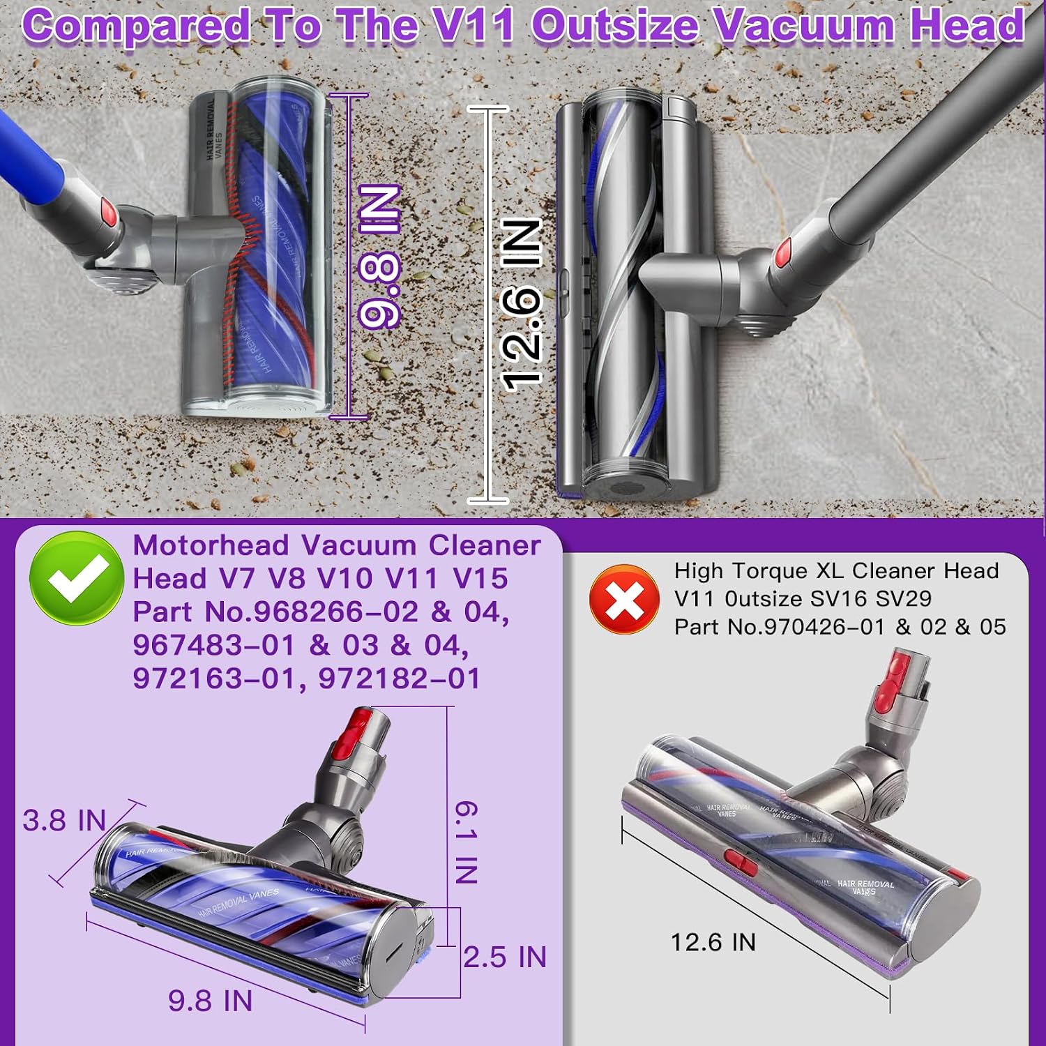 Detalle de Lemige V8 V11 Vacuum Brush Roller for Dyson V8 V11 V10 V15