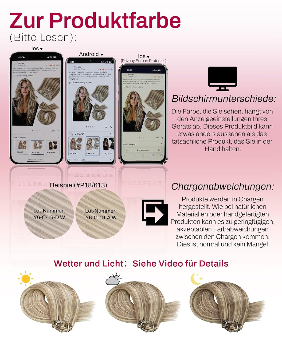 Thumbnail 6 de Moresoo Clip-in Extensions Echthaar – 50 cm, 7 Stück, 120 g