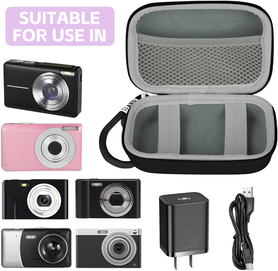 Detalle de Ainiv Digital Camera Case (Small) with Detachable Strap – PU+EVA Compact Pouch for Sony, Canon, Panasonic & More